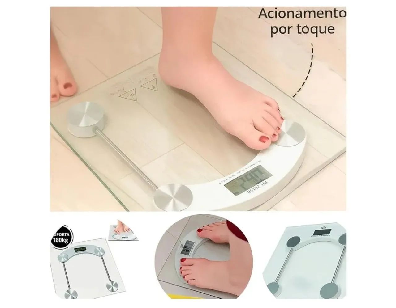 Balança Corporal Digital de Vidro Temperado Transparente - Foto 4