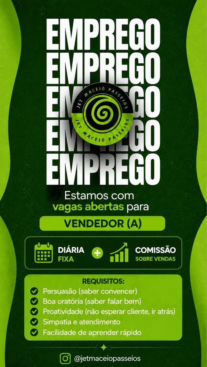 ? VAGA PARA VENDEDOR(A) DE PASSEIOS DE JET SKI 