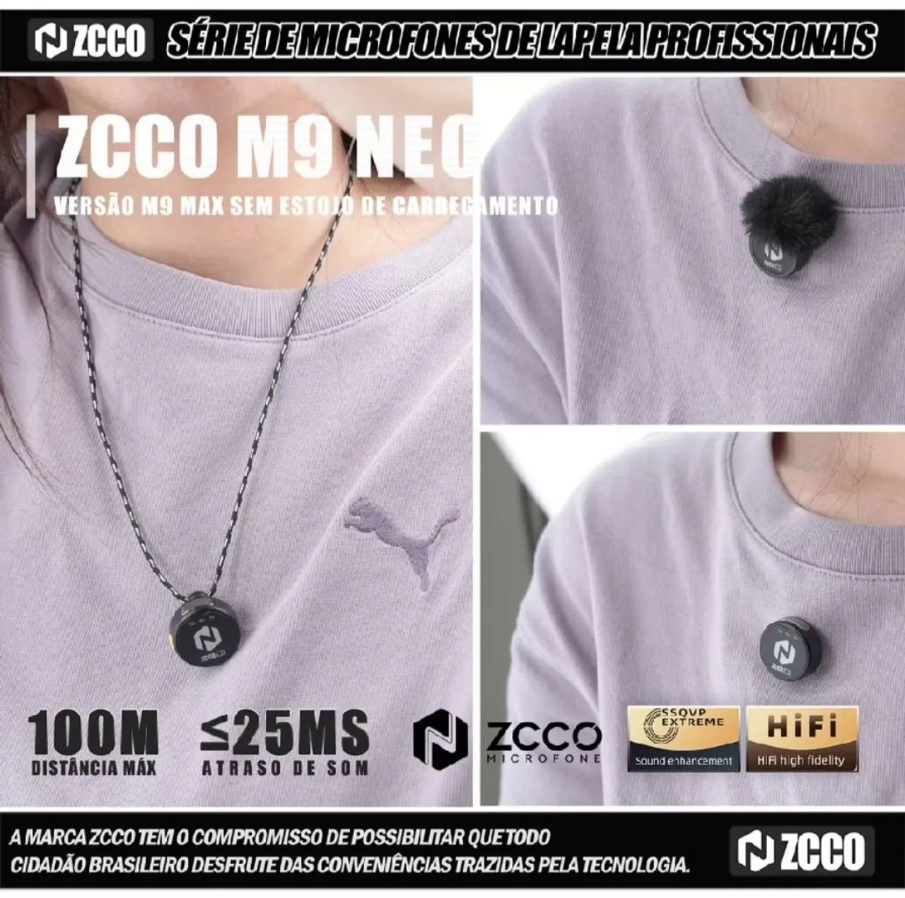 Zcco M9 neo microfone lapela novo  - Foto 3
