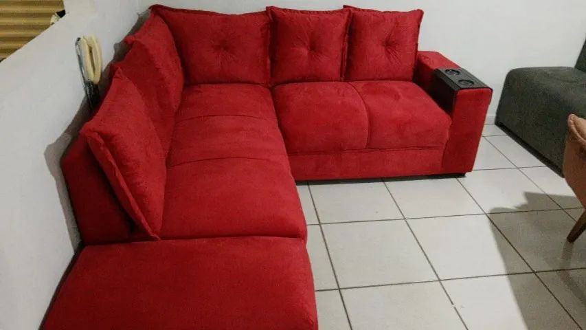 sofa de canto com puff...entrega gratis - Foto 4
