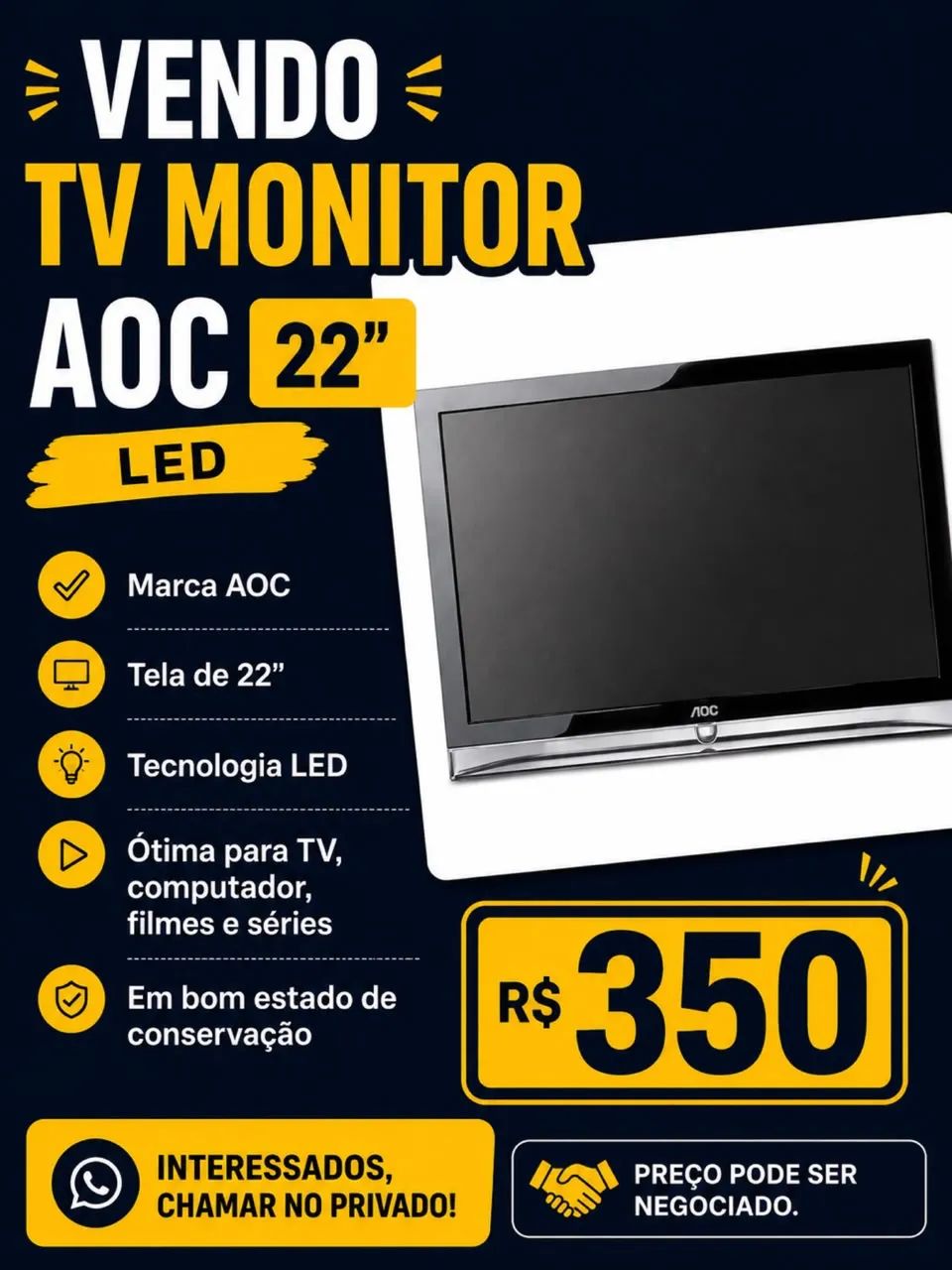 Tb monitor AOC 22 polegadas 