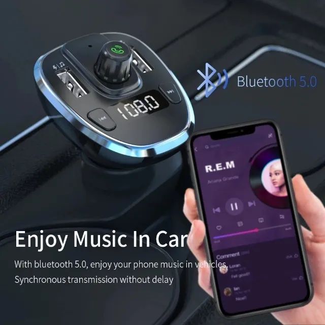 Carregador Turbo Essager F01 Bluetooth integrado, Modulador de FM, Transmissor para carros - Foto 3