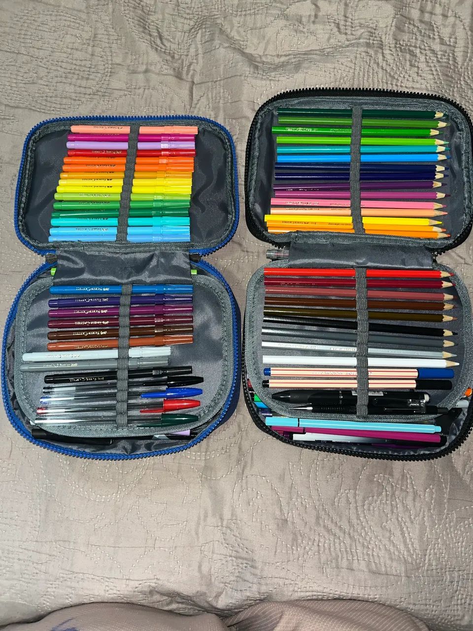 Kit Completo de Material Escolar (2 Estojos Grandes - Tudo Novo)