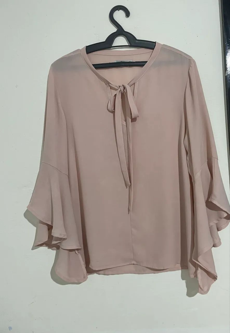 Blusa Feminina Rosé com Laço