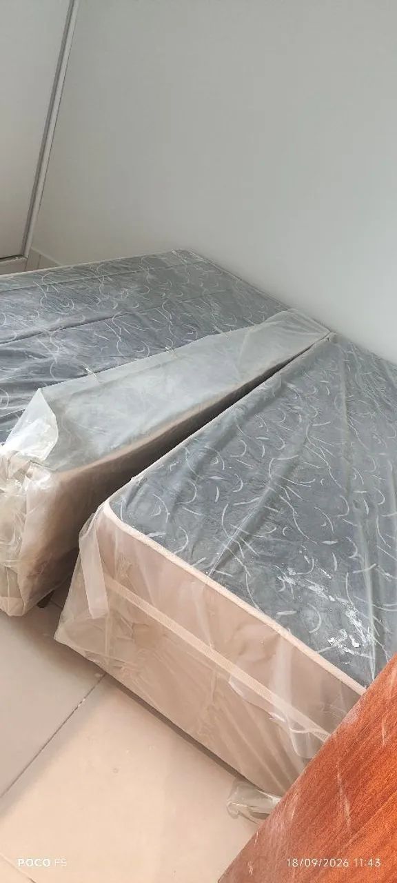 Cama box solteiro nunca usada ainda no plástico - Foto 2