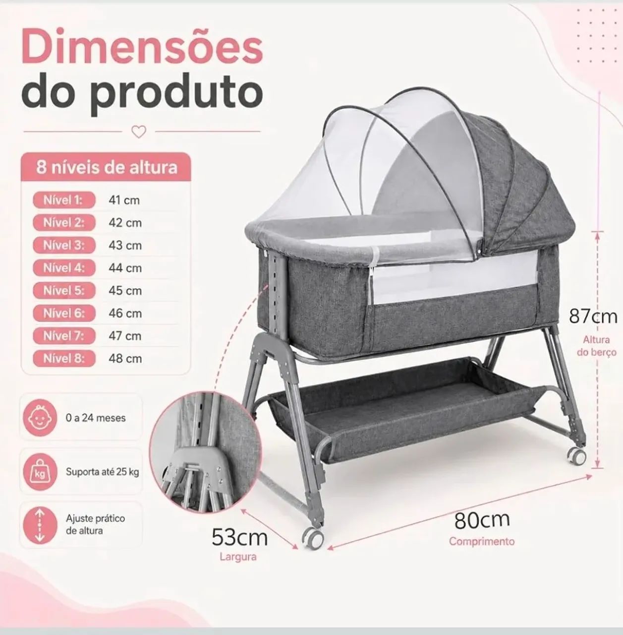 Berço/Moisés portátil multifuncional - Foto 5