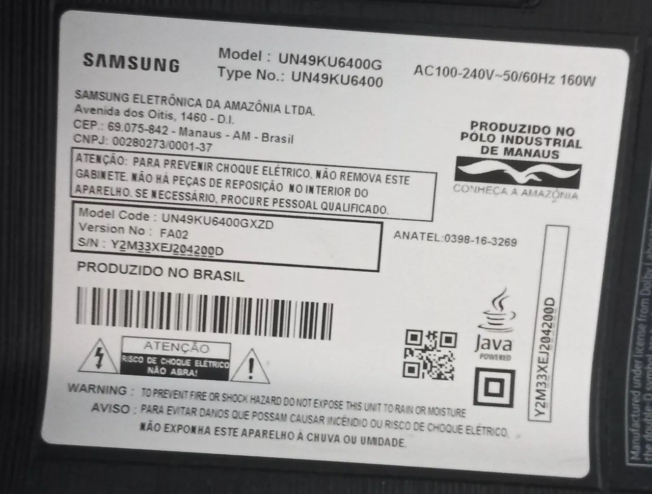 Tv samsung 49" smart serie 6