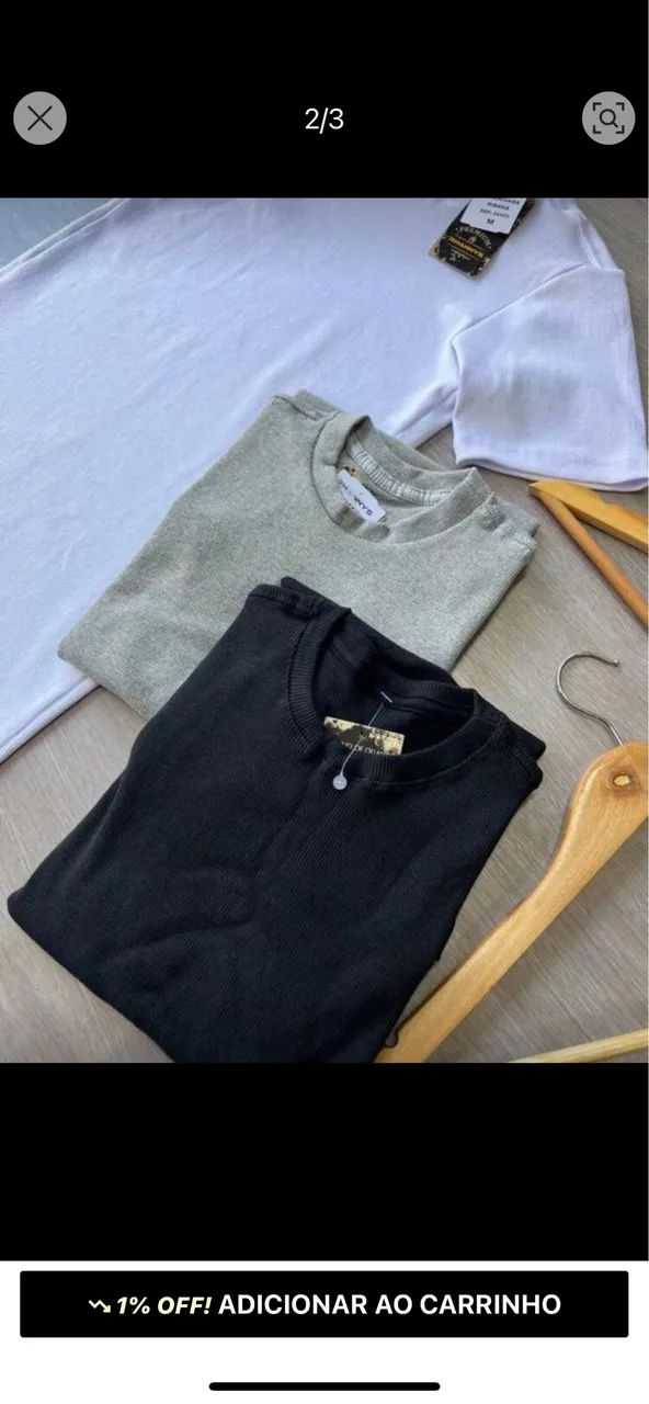 Kit 3 blusas caneladas  - Foto 3