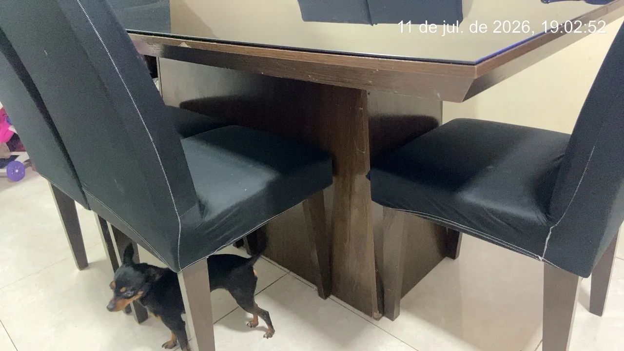 Mesa 6 cadeiras com tampo de vidro  - Foto 2