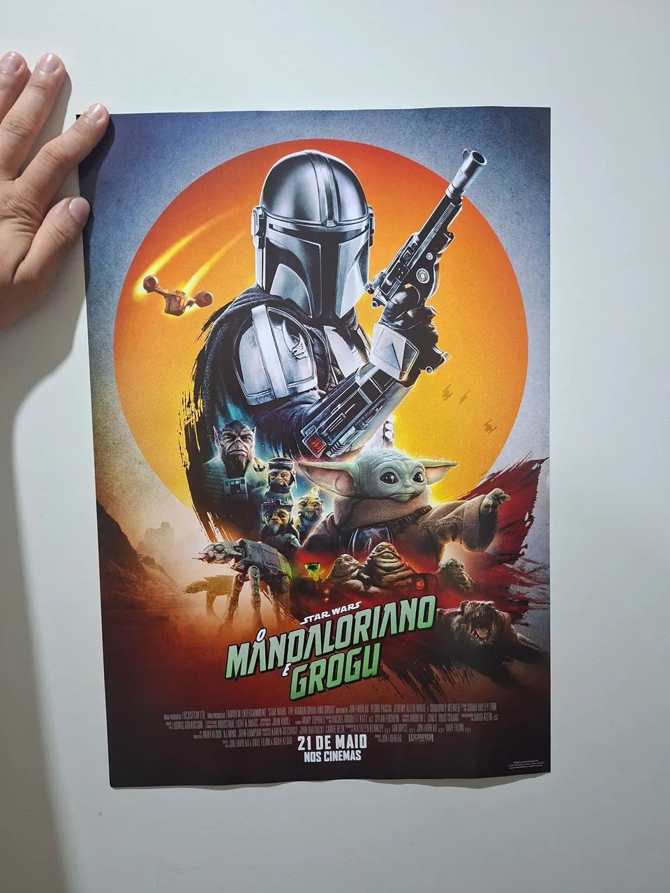 Pôster Star Wars Mandaloriano e Grogu 