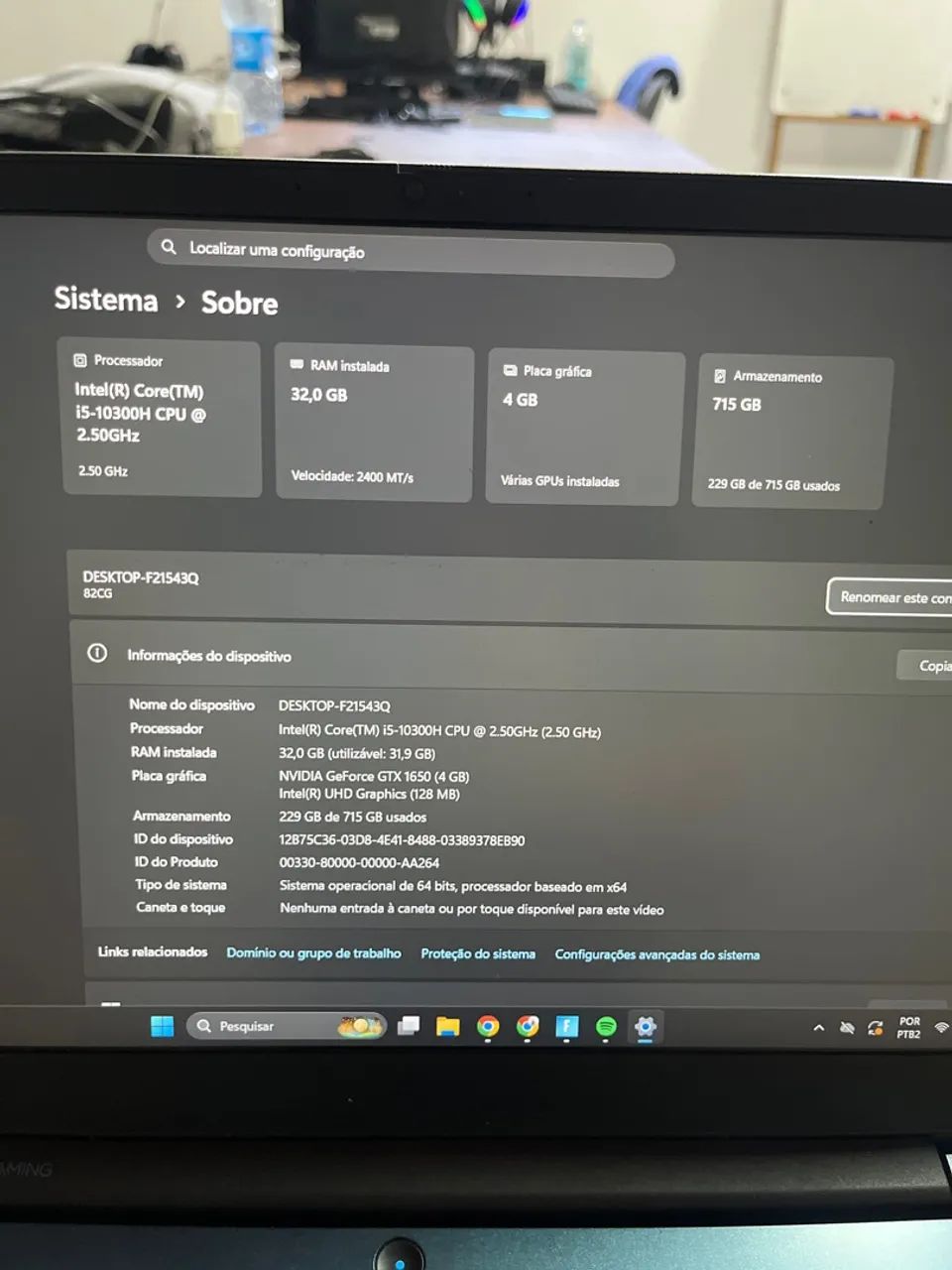 Notebook  IdeaPadGaming 32 de ram, 700 de SSD e Placa de vídeo 1650 - Foto 3