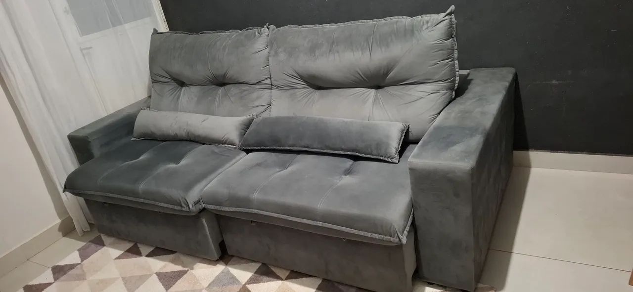 Estofado Rubi na cor cinza com 2,50 metros e meio e molas ensacadas - Foto 4