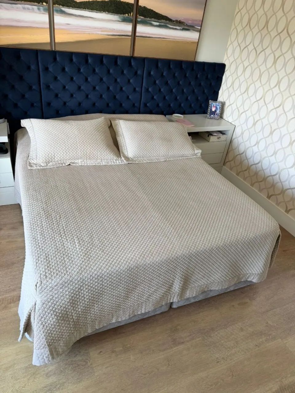 Cama Box Queen Alongada 2,10 m | Colchão + Box | Excelente Estado - Foto 2