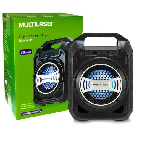 Caixa de Som Bluetooth Sp313 Multilaser 30W Com Efeitos Led Usb Rádio Fm Aux Micro SD - Foto 2