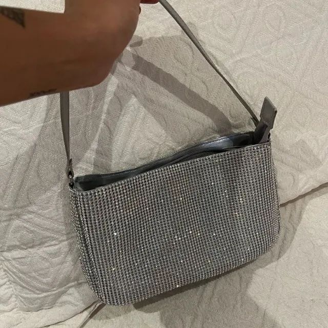 bolsa com brilhos prata - Foto 3