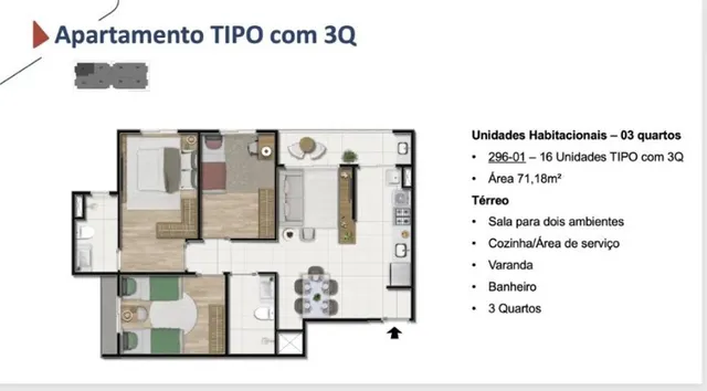 Ap de 3 Quartos 72m² com Varanda Gourmet, Suíte e 2 Vagas em Sobradinho.