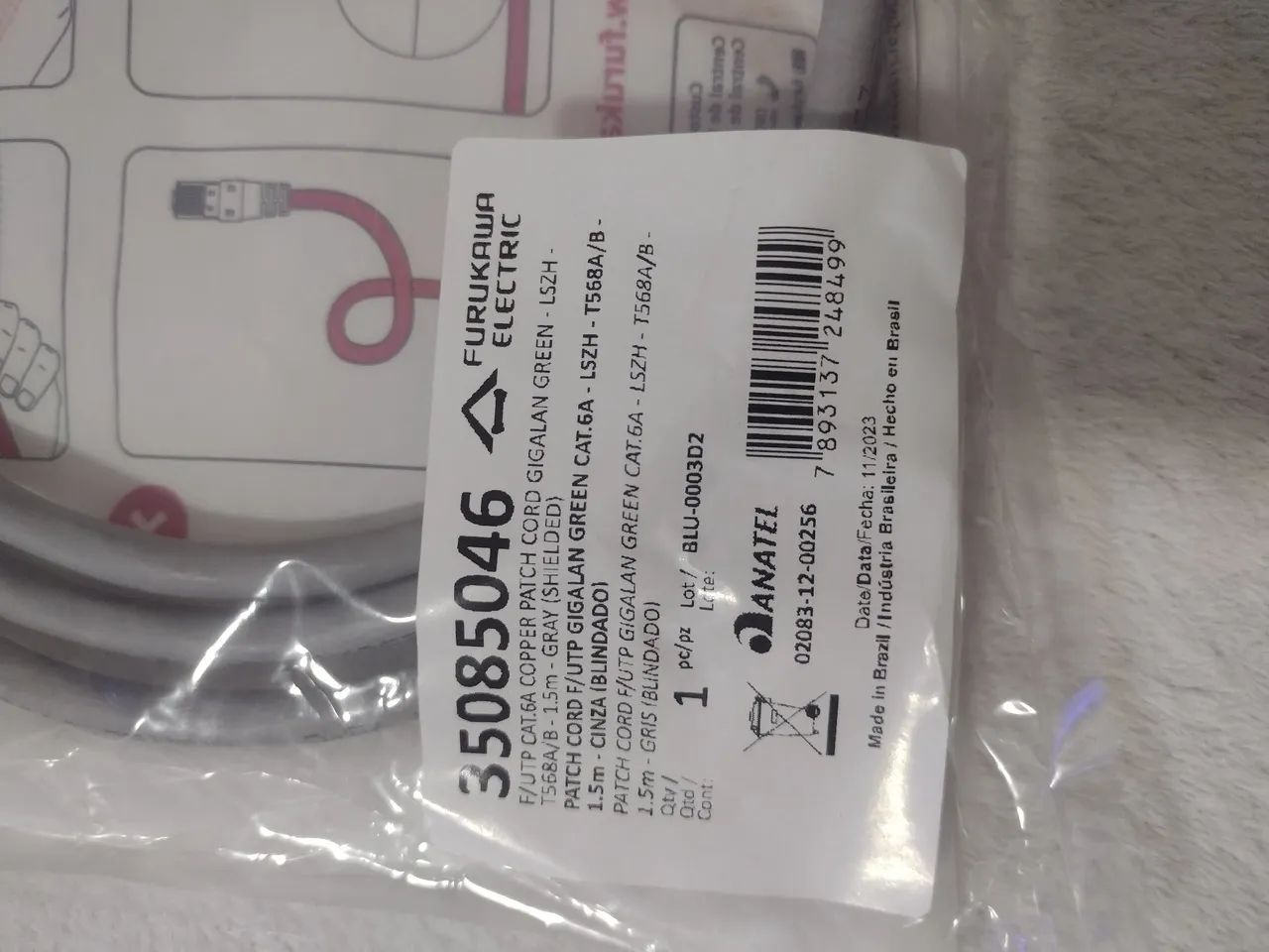 Patch cord Furukawa Cat6A blindado 3m cinza - Foto 5