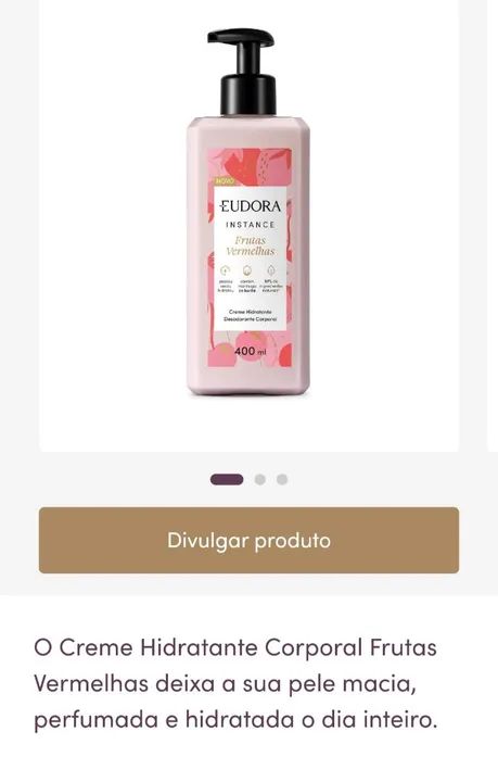 EUDORA - Creme Hidratante Instance Frutas Vermelhas Desodorante Corporal 400 ML