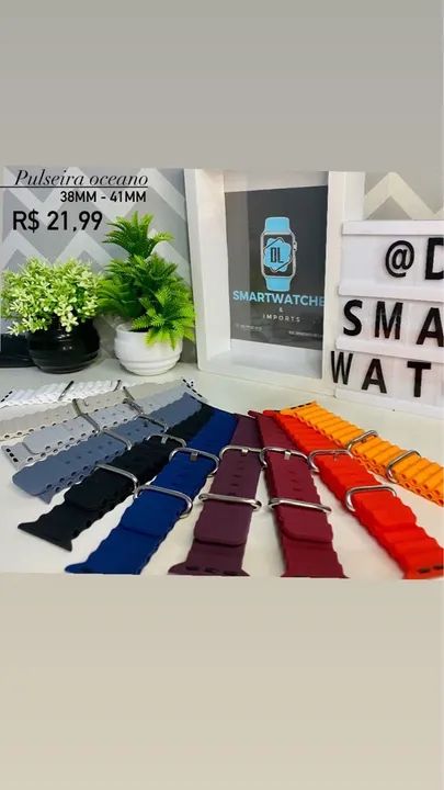 Pulseiras Oceano de Silicone Para Smartwatches 38mm-41mm e 42mm-49mm - Diversas Cores - Foto 5