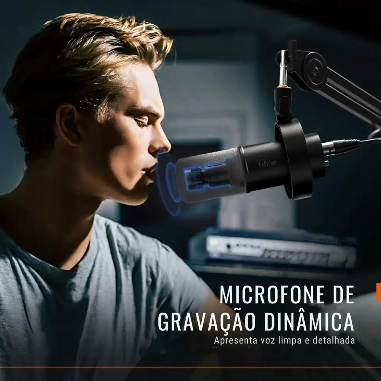 Fifine K688 - Microfone Dinâmico Profissional Fifine K688, USB/XLR, Black  - Foto 2