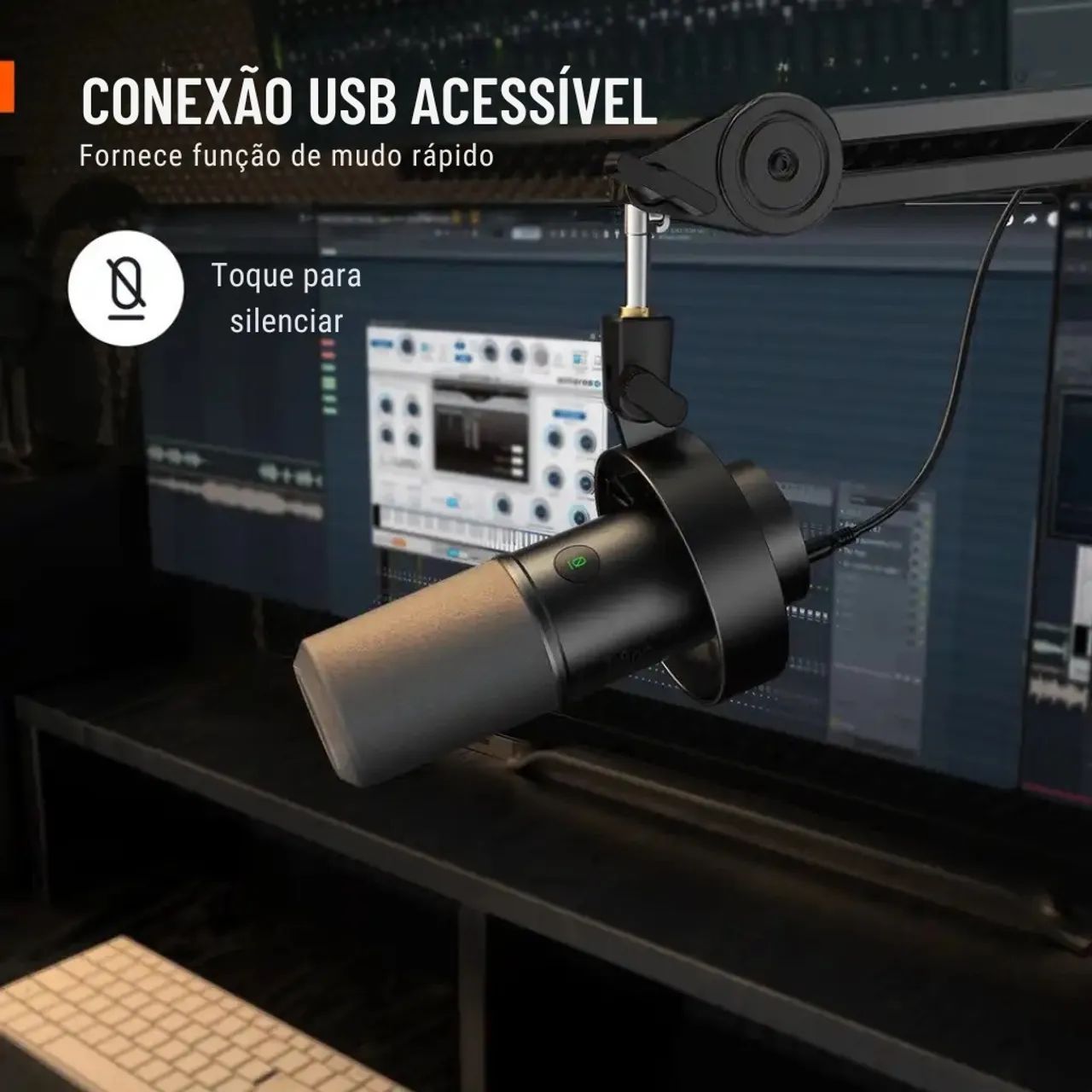 Fifine K688 - Microfone Dinâmico Profissional Fifine K688, USB/XLR, Black  - Foto 4