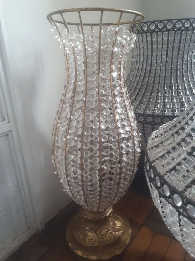 Vaso Dourado Pedraria Decoração Algumas Unidades