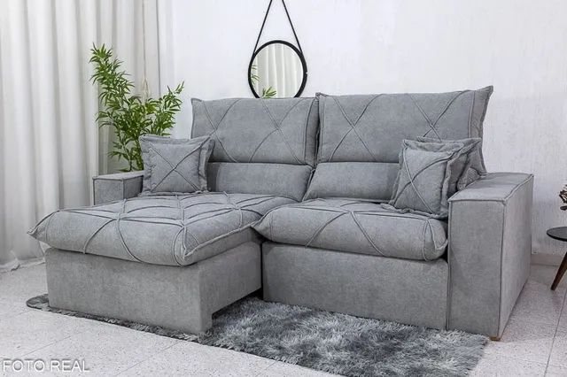 Sofá Retrátil Reclinável 2.50m Boucle Molas Ensacadas rf44 IMPERDÍVEL  - Foto 2