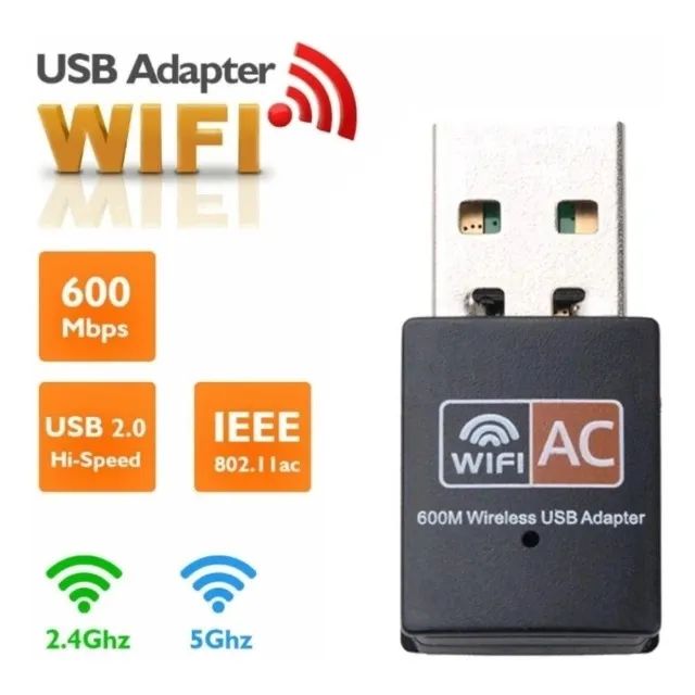 Usb Wifi Adaptador 5ghz 600mbps Wireless 5g Ac Receptor
