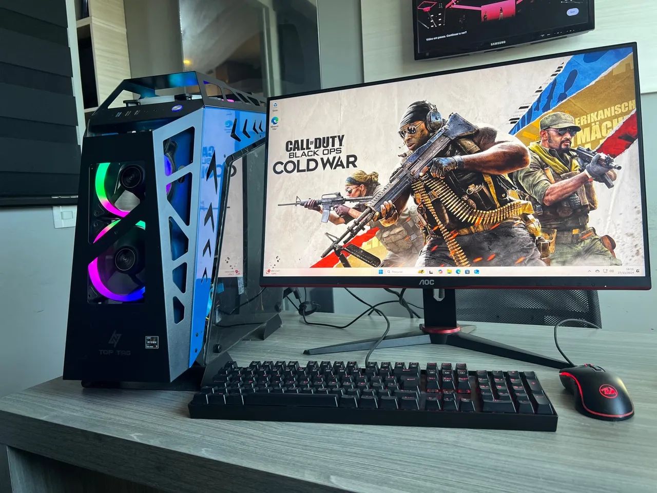 PC Gamer Ryzen 7 5700 RTX 4060 8gb Monitor AOC 27 75hz 