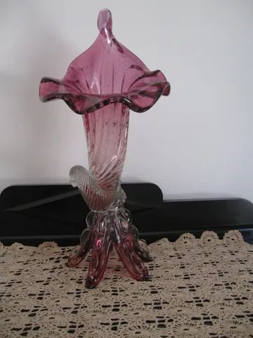 Vaso de cristal / centro de mesa Murano - Estilo Cornucópia