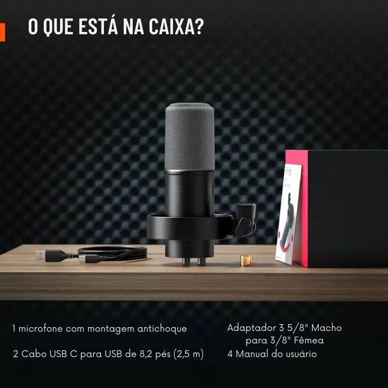 Fifine K688 - Microfone Dinâmico Profissional Fifine K688, USB/XLR, Black  - Foto 6