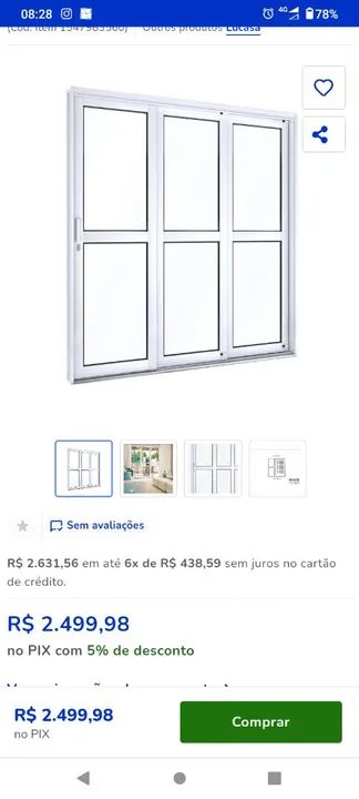 Portão de alumínio 3 folhas, abertura lateral, 2,00 x 2,16 (por fora) Alumifort Sasaki