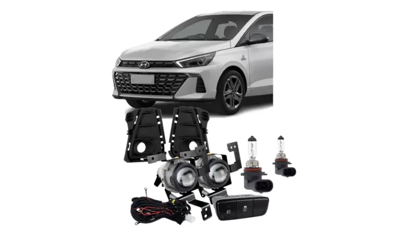 Kit Farol de Milha Neblina Auxiliar Completo para o Novo Hyndai Hb20 2023 - 2024