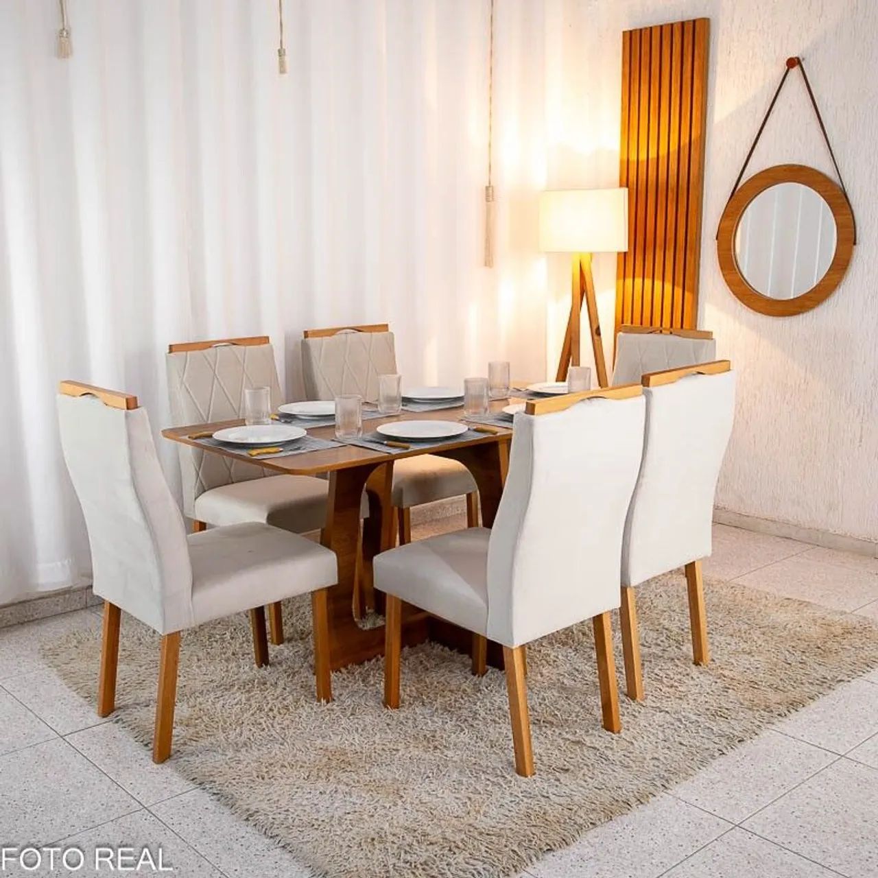 DUBAI DINING TABLE 160X80 WITHOUT GLASS, 6 LISBON SOLID WOOD CHAIRS RF64739713624323121