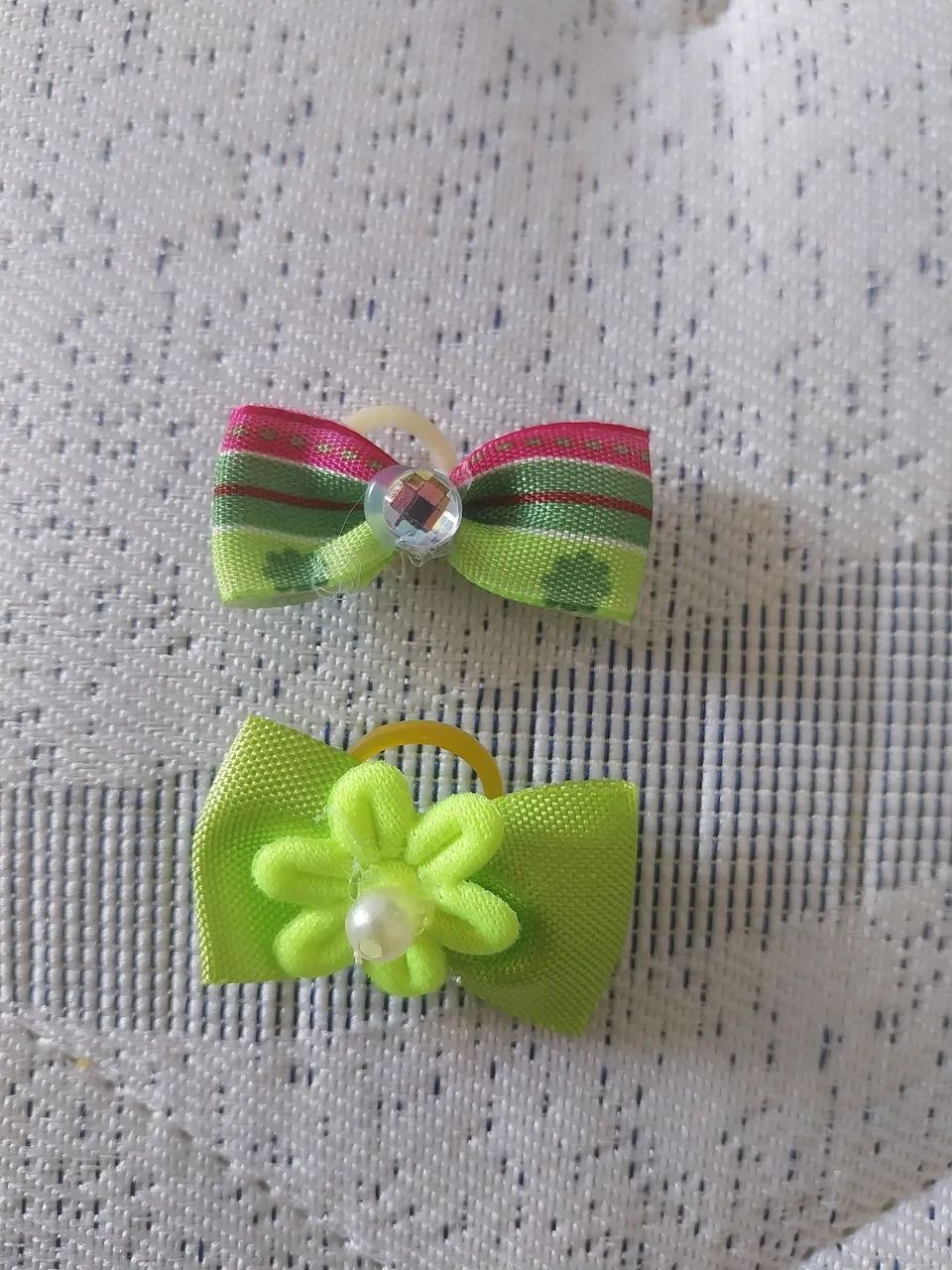 Laços para Cabelo de Pet - Verde e Rosa