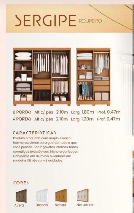 PROMOÇÃO: GUARDA ROUPA SERGIPE DE 4 E 6 PORTAS - Foto 3