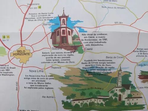 Mapa Ilustrado Cidades do Diamante - Alterosas, Diamantina, MG