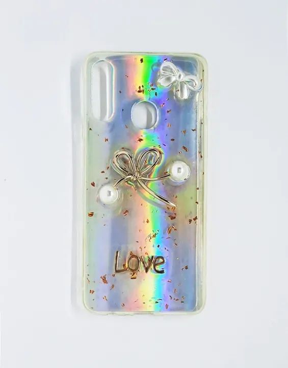 Case Capa Capinha Samsung Galaxy A10 de Silicone com Gotinhas Douradas - Laço Dourado Love
