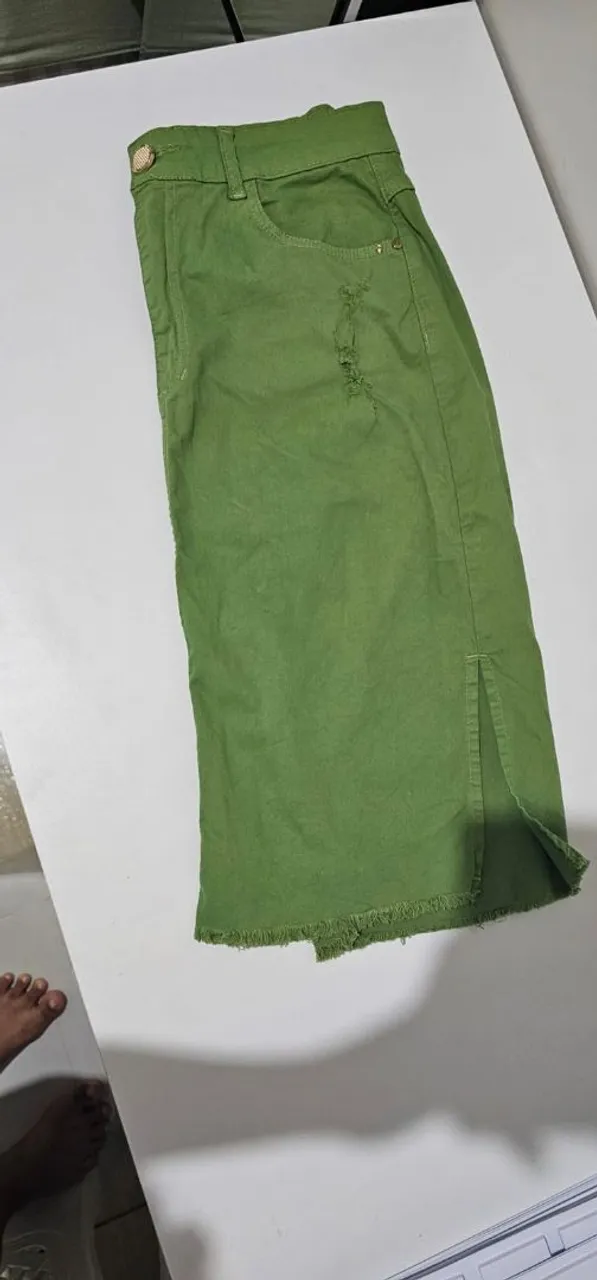 Saia Jeans Verde - Tamanho M