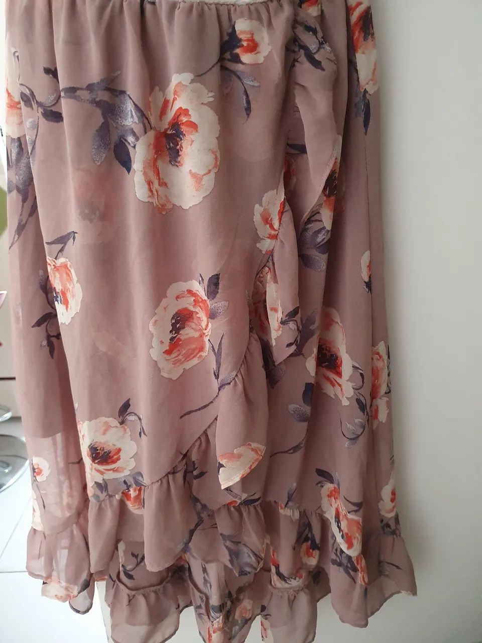 Vestido P saia estampada e peito em renda - Foto 3