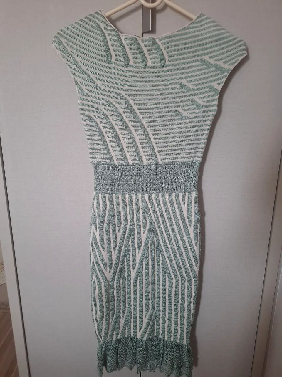 Vestido Verde e Branco tricot
