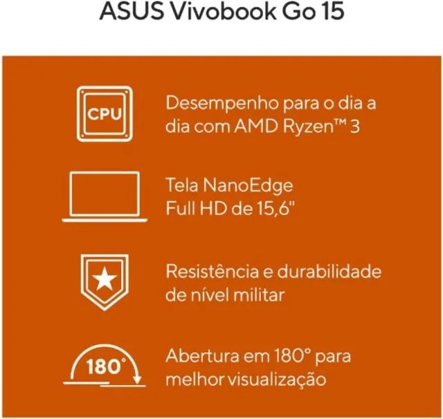 Notebook ASUS VivoBook Go 15, AMD RYZEN 3 - Foto 2
