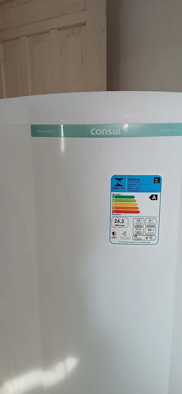 Geladeira Consul - Degelo Seco - A+ - 24,3 kWh/mês