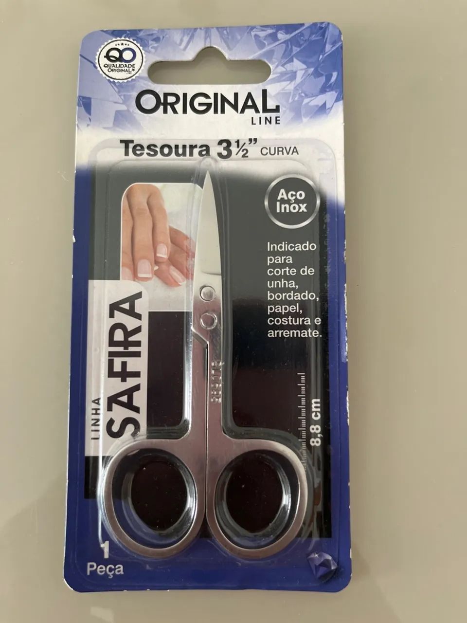 Tesoura Safira 3 1/2" Curva - Aço Inox