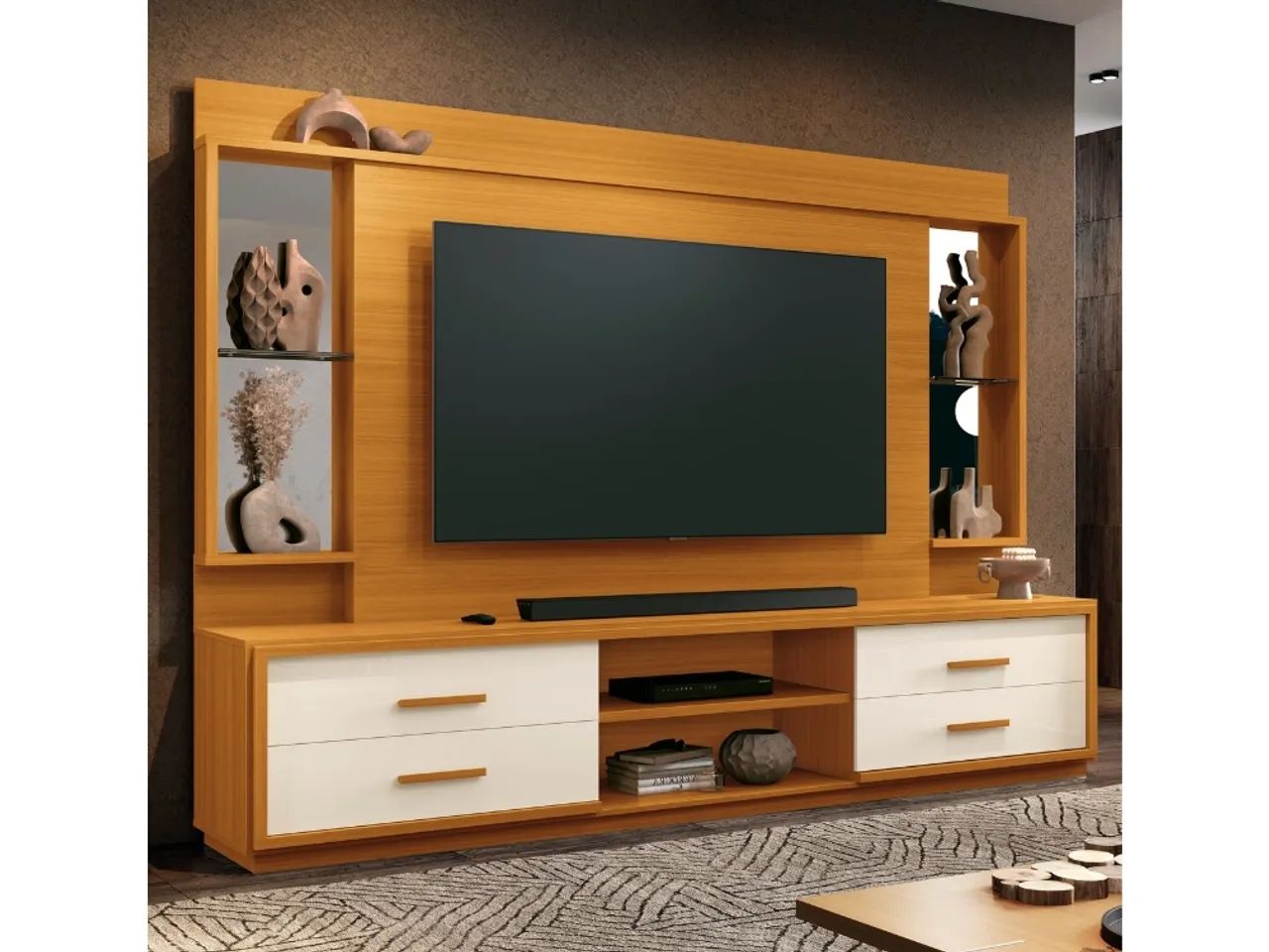 Home Leni para TV de 75 polegadas - Cedro/Off White l654
