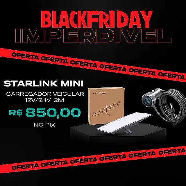 Starlink Mini Lacrada + Cabo Veicular - Pronta Entrega!