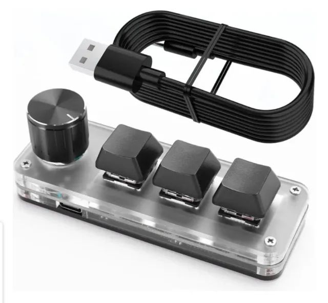 Teclado Mecânico Programável Macropad Rgb 3 Teclas + 1 Knob