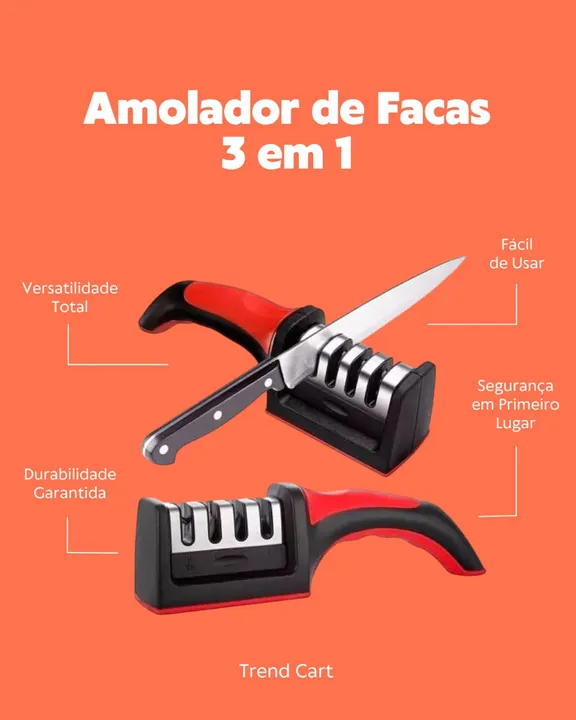 Amolador de Facas 3 em 1 - Novo