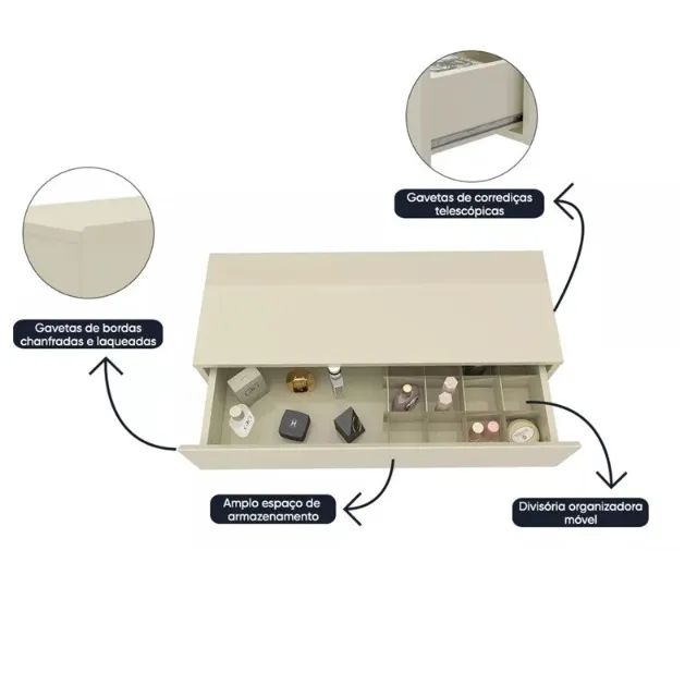 Penteadeira Com Espelho e LED Ripada Realeza - Receba Hoje - Foto 2