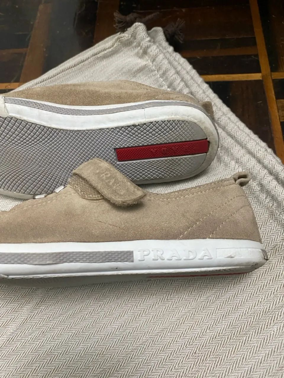 Tênis Prada Kids Infantil Bege com Velcro - Foto 2